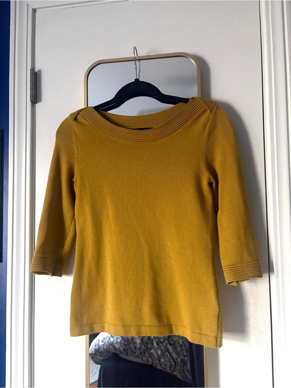 Mustard Knit Boatneck Top, size xs